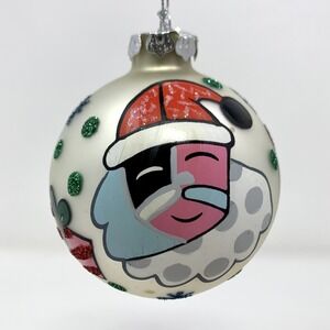 Romero Britto 2004 Christmas Santa & Presents Glass Ball Decorated Ornament
